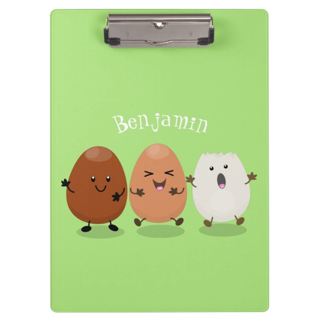 Cute kawaii eggs funny cartoon illustration clipboard (Front)