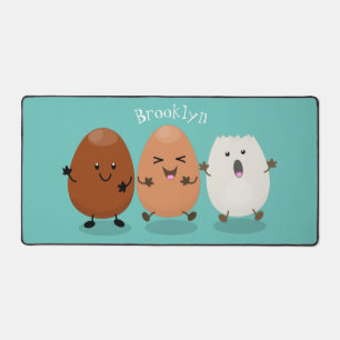 Cute kawaii eggs funny cartoon illustration desk mat