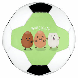 Cute kawaii eggs funny cartoon illustration football
