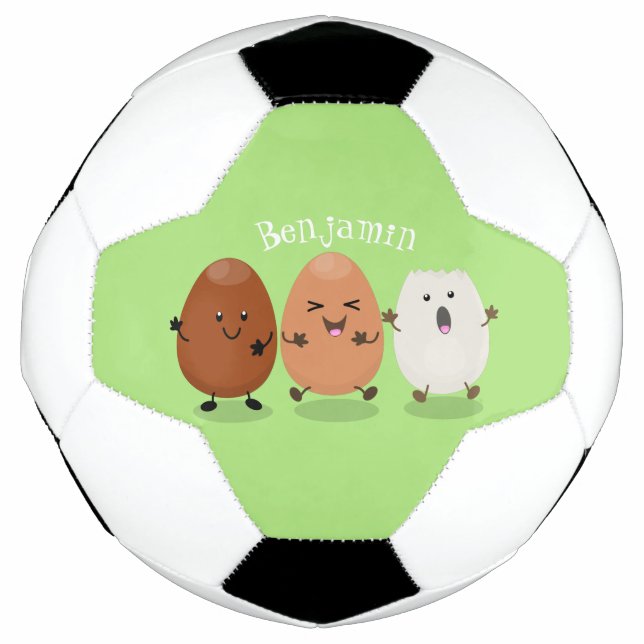 Cute kawaii eggs funny cartoon illustration football (Front)