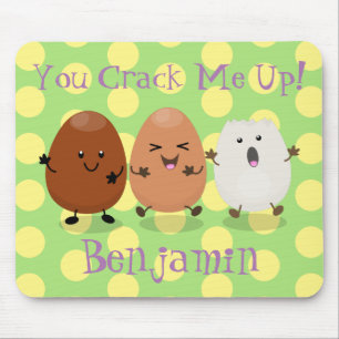 Cute kawaii eggs funny cartoon illustration mouse mat