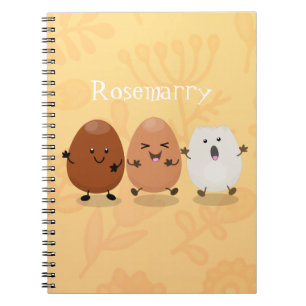 Cute kawaii eggs funny cartoon illustration notebook