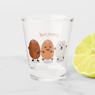 Cute kawaii eggs funny cartoon illustration  shot glass