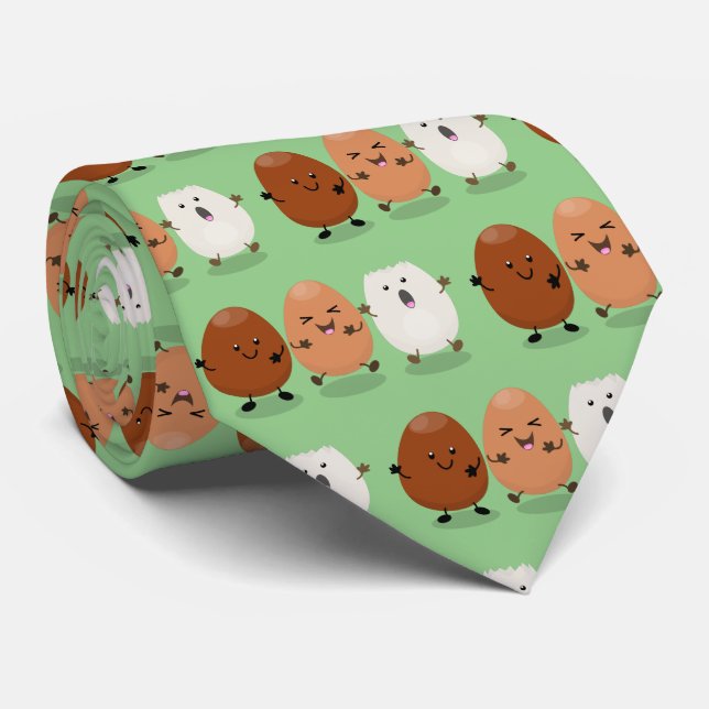 Cute kawaii eggs funny cartoon illustration tie (Rolled)