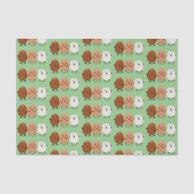 Cute kawaii eggs funny cartoon illustration tissue paper (Front)