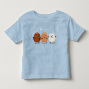 Cute kawaii eggs funny cartoon illustration toddler T-Shirt