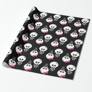 cute kawaii emo boy girl skeletons skullies wrapping paper