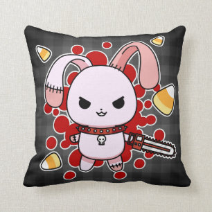 Cute Kawaii evil bunny with chainsaw Cushion