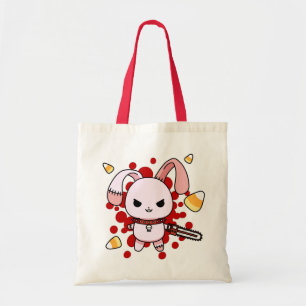Cute Kawaii evil bunny with chainsaw Tote Bag