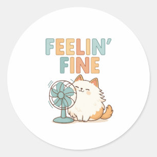 Cute Kawaii Fan Cat Aesthetic Vinyl Sticker