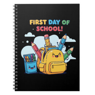 Cute Kawaii First Day of School! Cartoon Backpack Notebook