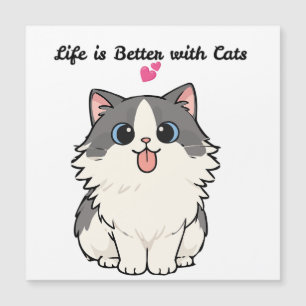 Cute Kawaii Fluffy Cat Chibi Cartoon Illustration
