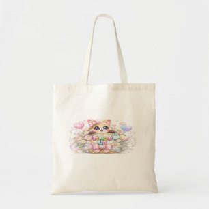 Cute Kawaii Follow Us Cat Pastel Pink Social Media Tote Bag