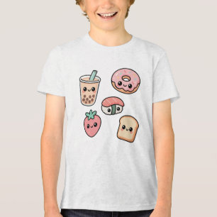 Cute Kawaii Food Friends – Bubble Tea, Doughnut, S Tri-Blend Shirt