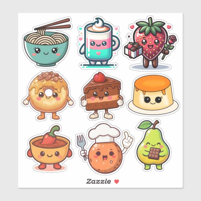 Cute Kawaii Foods | Donut, Coffee, Ramen (Sheet)