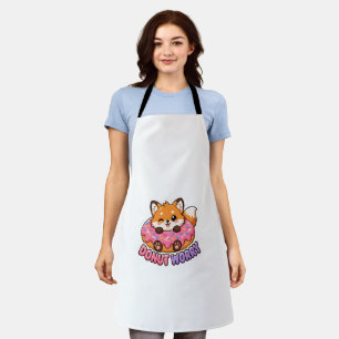 Cute Kawaii Fox Donut Worry Funny Food Pun Apron