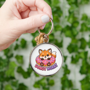 Cute Kawaii Fox Doughnut Worry Funny Food Pun Key Ring