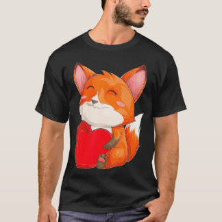 Cute Kawaii Fox Wild Animals Fox St Valentine's T-Shirt