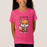 Cute Kawaii Fox with Bubble Tea Personalised
