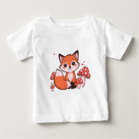 Cute Kawaii Fox with Mushrooms Cartoon Art
