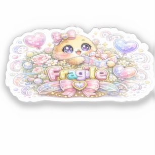 Cute Kawaii Fragile Handle With Care Cat Pastel Pi