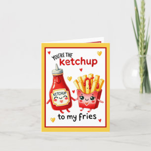 Cute Kawaii French Fries and Ketchup Thank You Card
