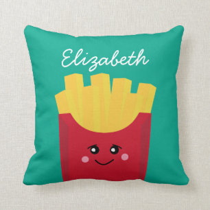 Cute Kawaii French Fries with Custom Name Cushion