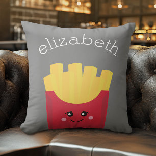 Cute Kawaii French Fries with Custom Name Cushion