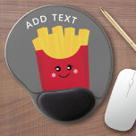 Cute Kawaii French Fries with Custom Name Gel Mouse Mat<br><div class="desc">A modern drawing of a french fry box with bright colours.</div>