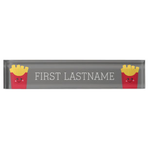 Cute Kawaii French Fries with Custom Name Nameplate