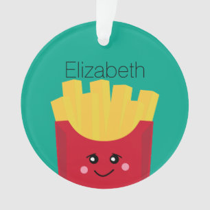 Cute Kawaii French Fries with Custom Name Ornament
