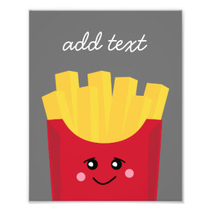 Cute Kawaii French Fries with Custom Name Photo Print
