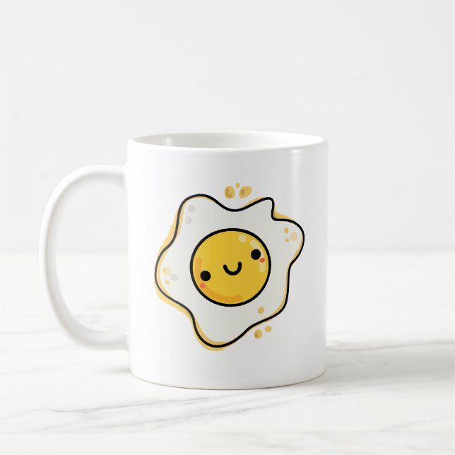 Cute Kawaii Fried Egg Coffee Mug (Left)