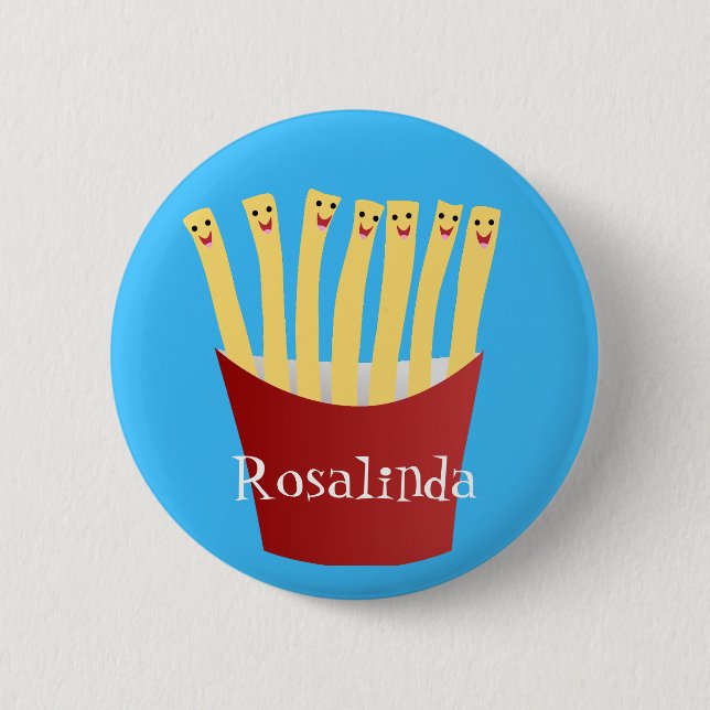 Cute kawaii fries fast food cartoon illustration 6 cm round badge (Front)