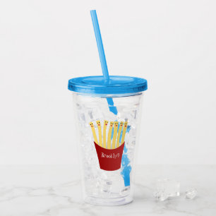 Cute kawaii fries fast food cartoon illustration acrylic tumbler