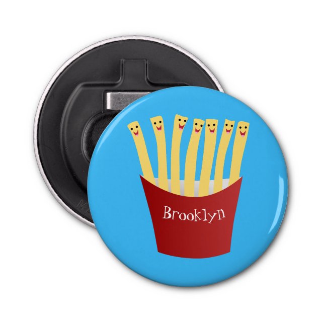 Cute kawaii fries fast food cartoon illustration bottle opener (Front)