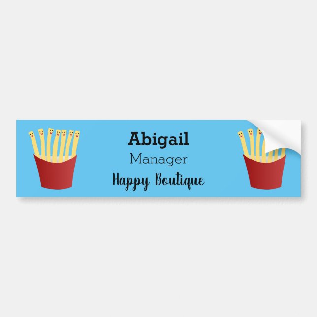 Cute kawaii fries fast food cartoon illustration bumper sticker (Front)