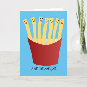 Cute kawaii fries fast food cartoon illustration card