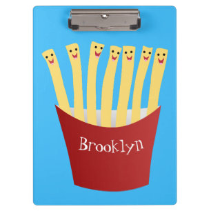 Cute kawaii fries fast food cartoon illustration clipboard