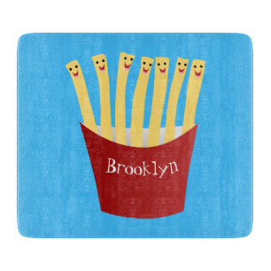 Cute kawaii fries fast food cartoon illustration cutting board