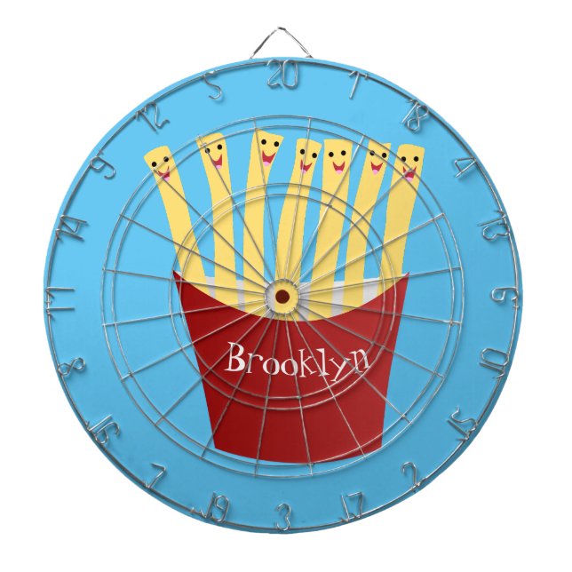 Cute kawaii fries fast food cartoon illustration dartboard (Front)