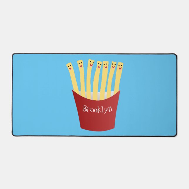 Cute kawaii fries fast food cartoon illustration desk mat (Front)