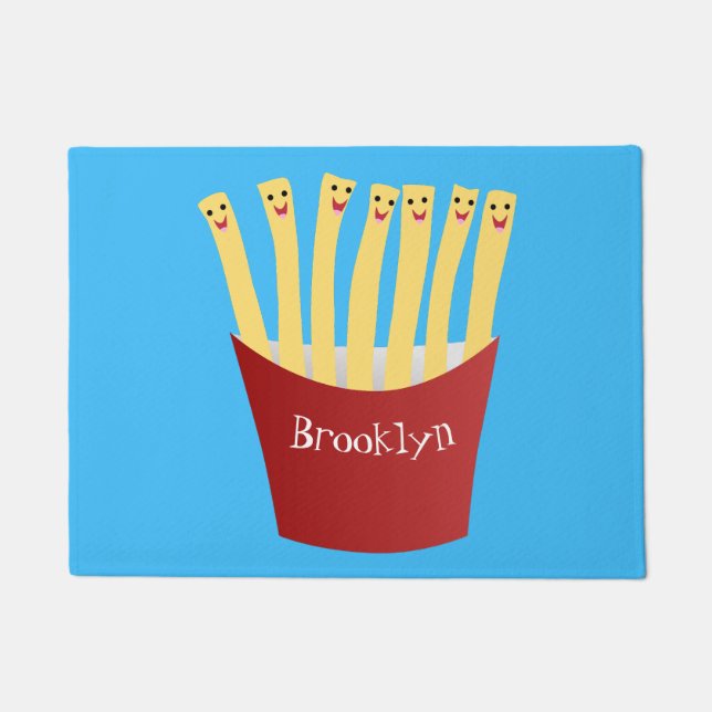 Cute kawaii fries fast food cartoon illustration doormat (Front)