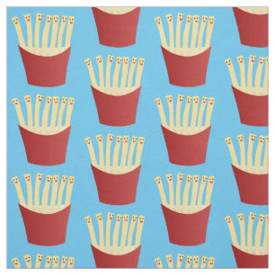 Cute kawaii fries fast food cartoon illustration fabric