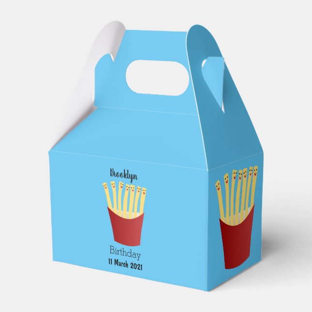 Cute kawaii fries fast food cartoon illustration  favour box (Front Side)