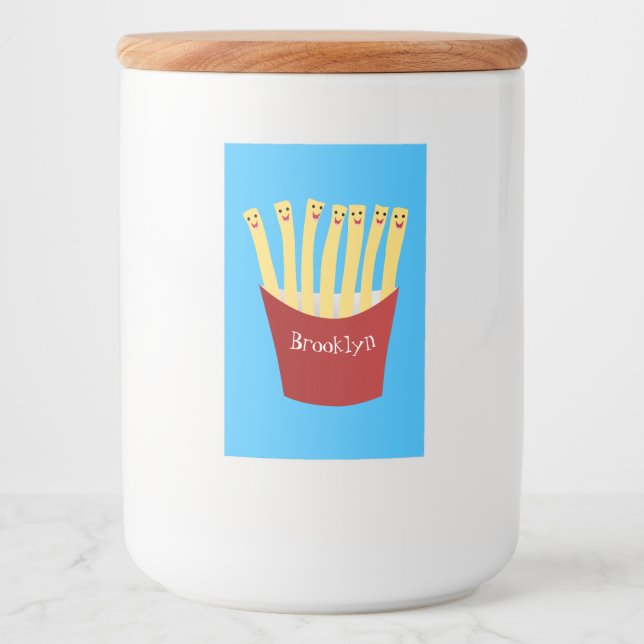 Cute kawaii fries fast food cartoon illustration food label (Front)