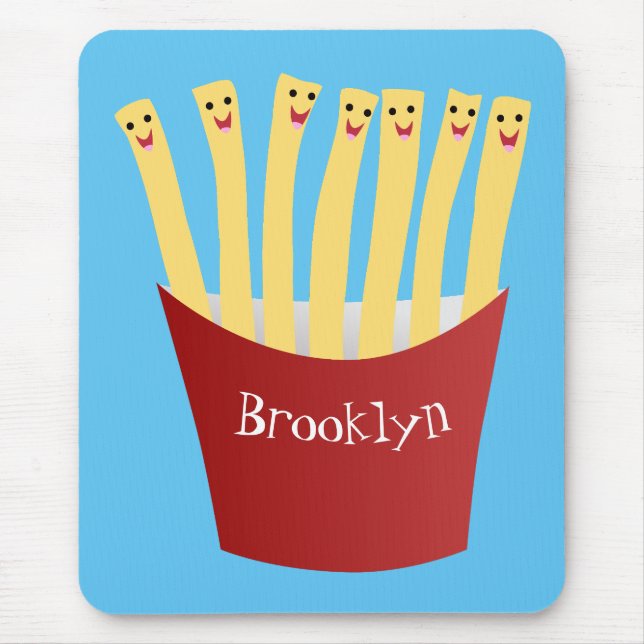 Cute kawaii fries fast food cartoon illustration mouse mat (Front)