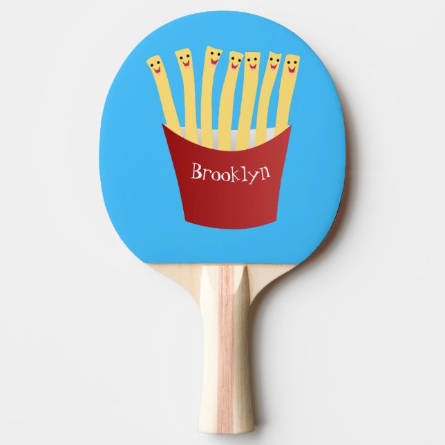 Cute kawaii fries fast food cartoon illustration ping pong paddle (Front)