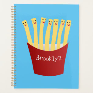 Cute kawaii fries fast food cartoon illustration planner