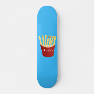 Cute kawaii fries fast food cartoon illustration skateboard